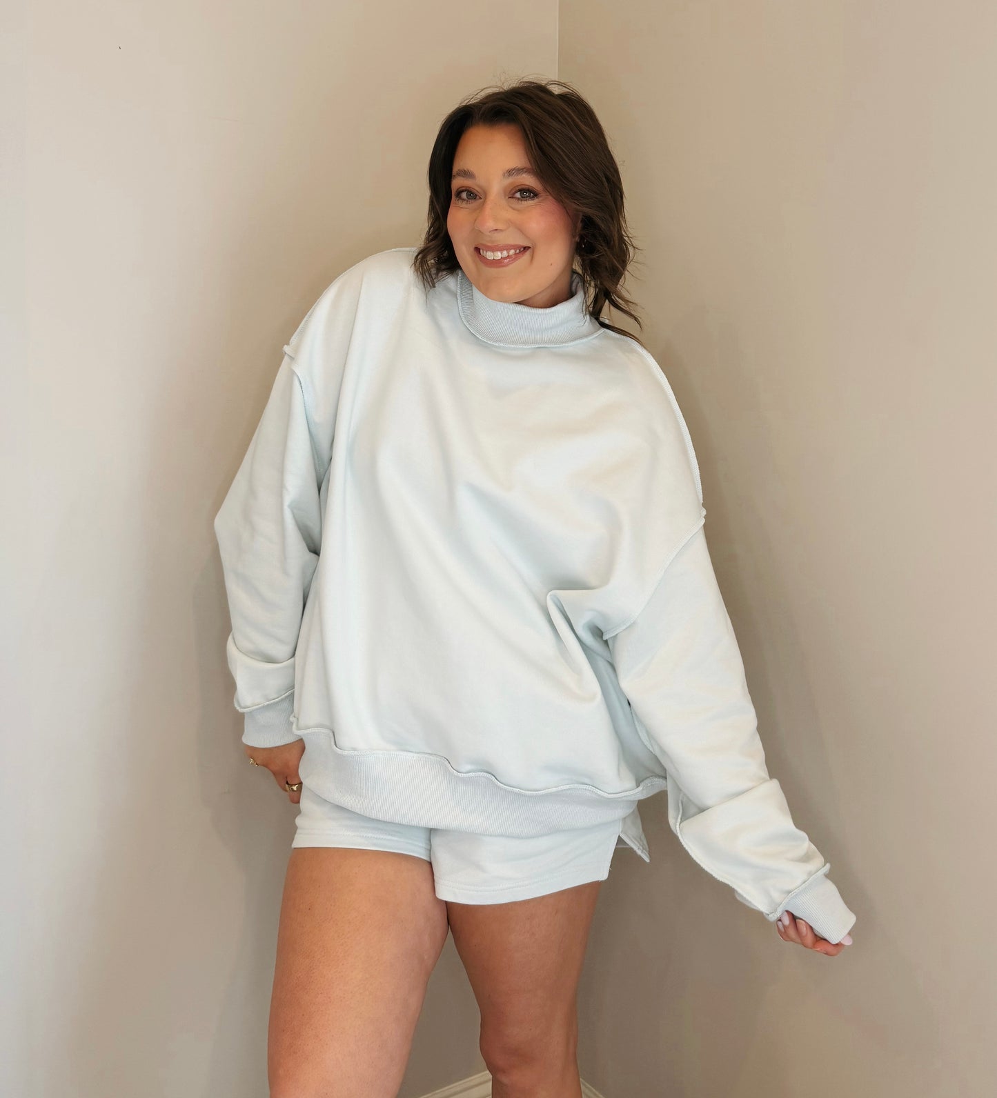 The Daybreak Mockneck-Baby Blue