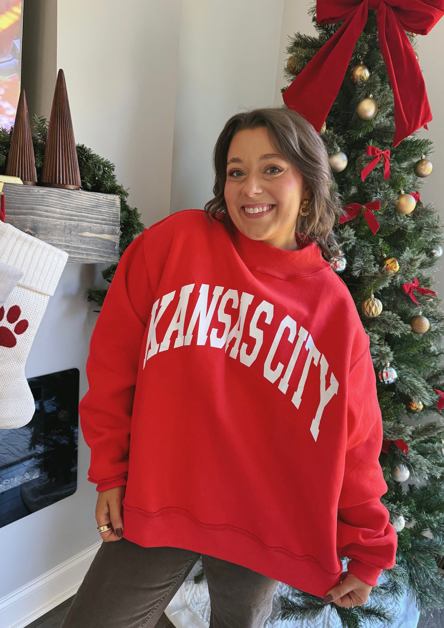 The Kansas City Mockneck Sweatshirt- Red