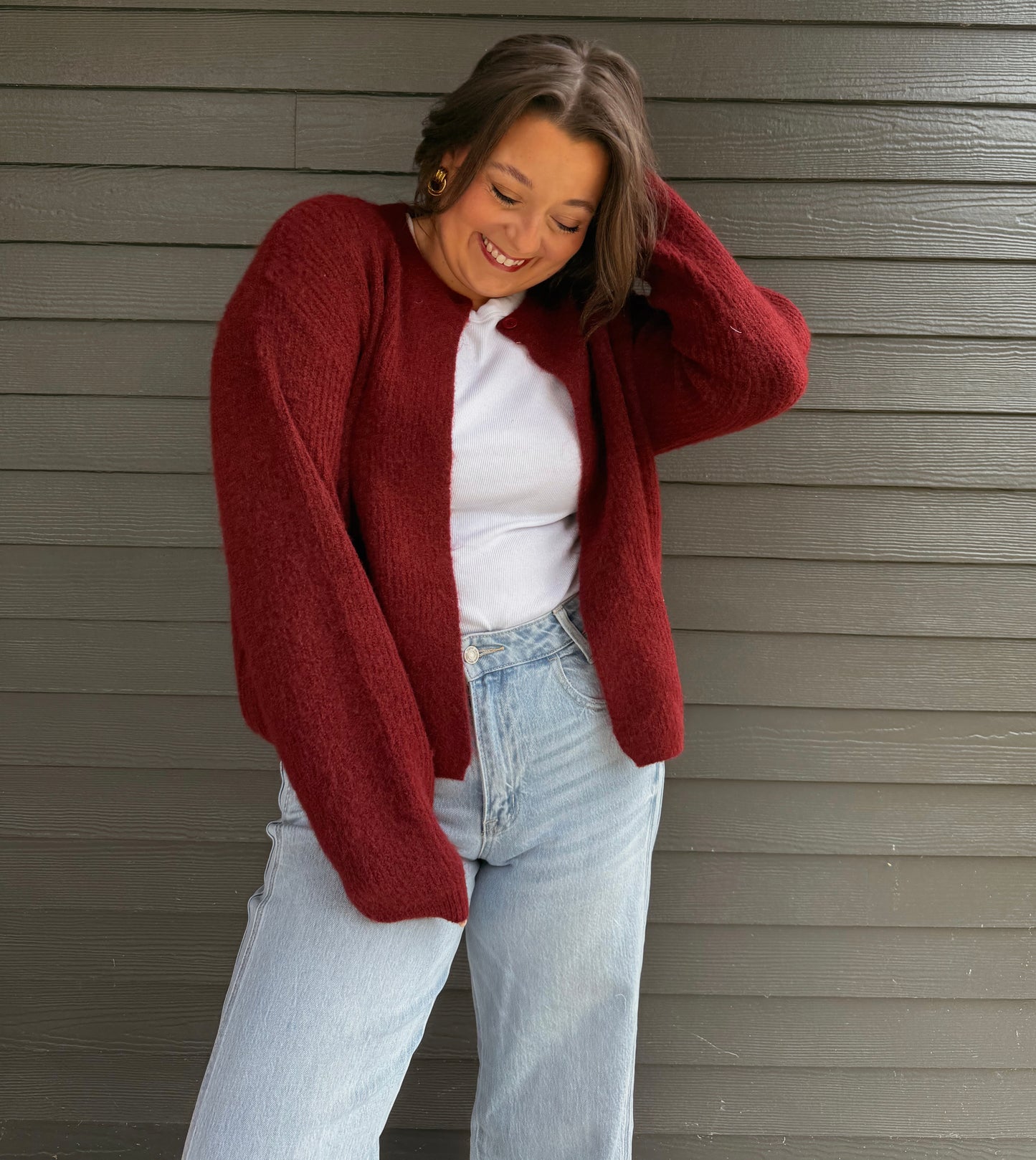 The Lana Cardigan-Maroon
