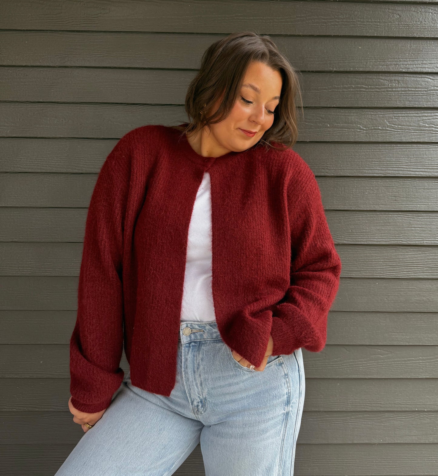 The Lana Cardigan-Maroon