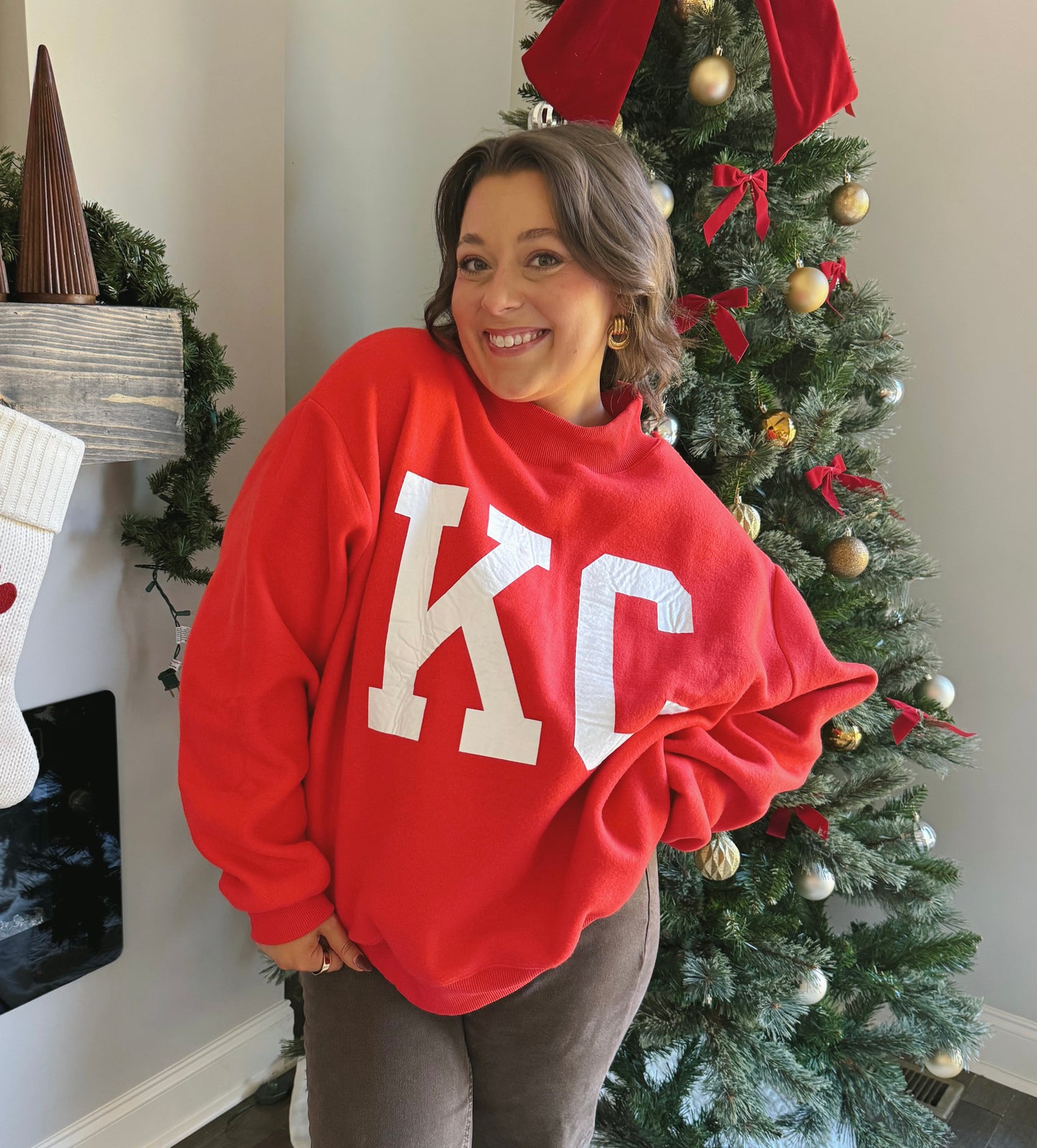 The Kansas City Mockneck Sweatshirt- Red