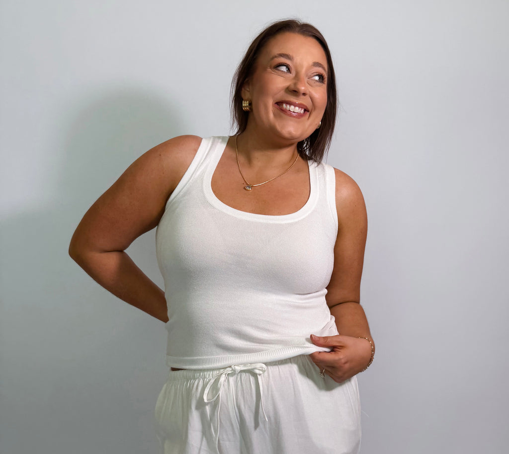 The Soft Knit Tank-White